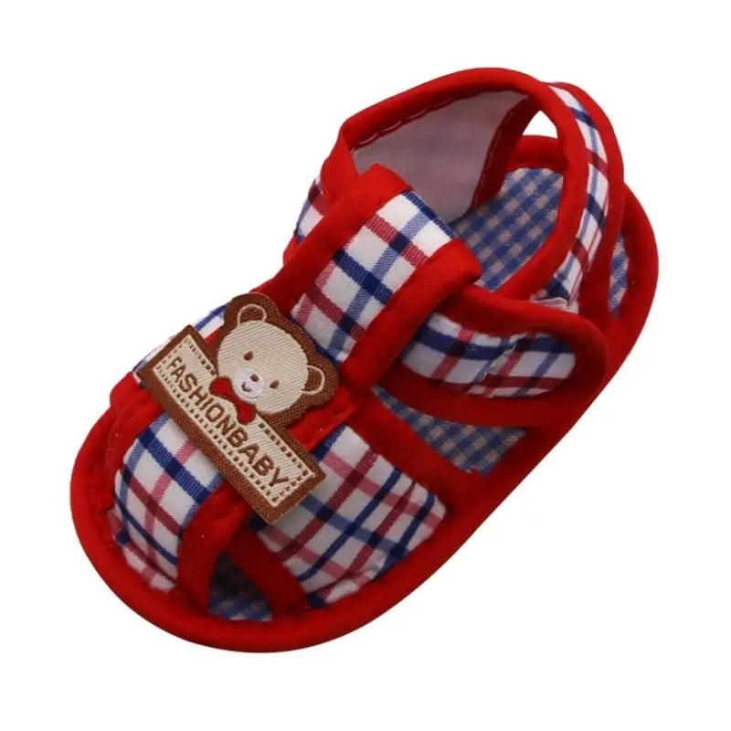 Baywell Baby Bear Hollow Sandals by Showlu Fashion Store with soft cotton soles, ideal for infants and toddlers in summer.