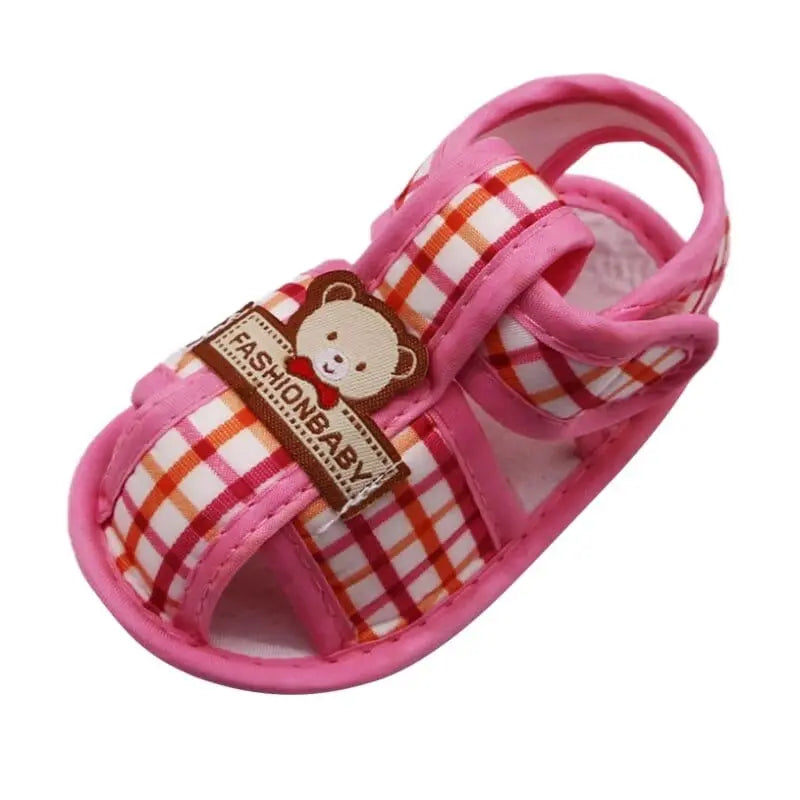 Baywell Baby Bear Hollow Sandals for infants, soft sole cotton first walker shoes for boys and girls, summer toddler footwear.