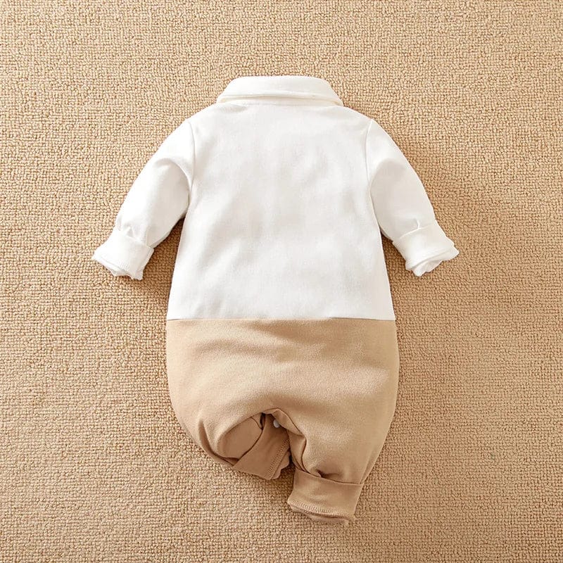 Showlu Baby Gentleman Formal Suit romper for 0-18 months, cotton long sleeve jumpsuit, soft and comfortable for spring and autumn.