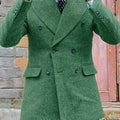 SHOWLU FASHION men's retro herringbone double-breasted blazer with lapel, tailored fit, stylish men's fashion.