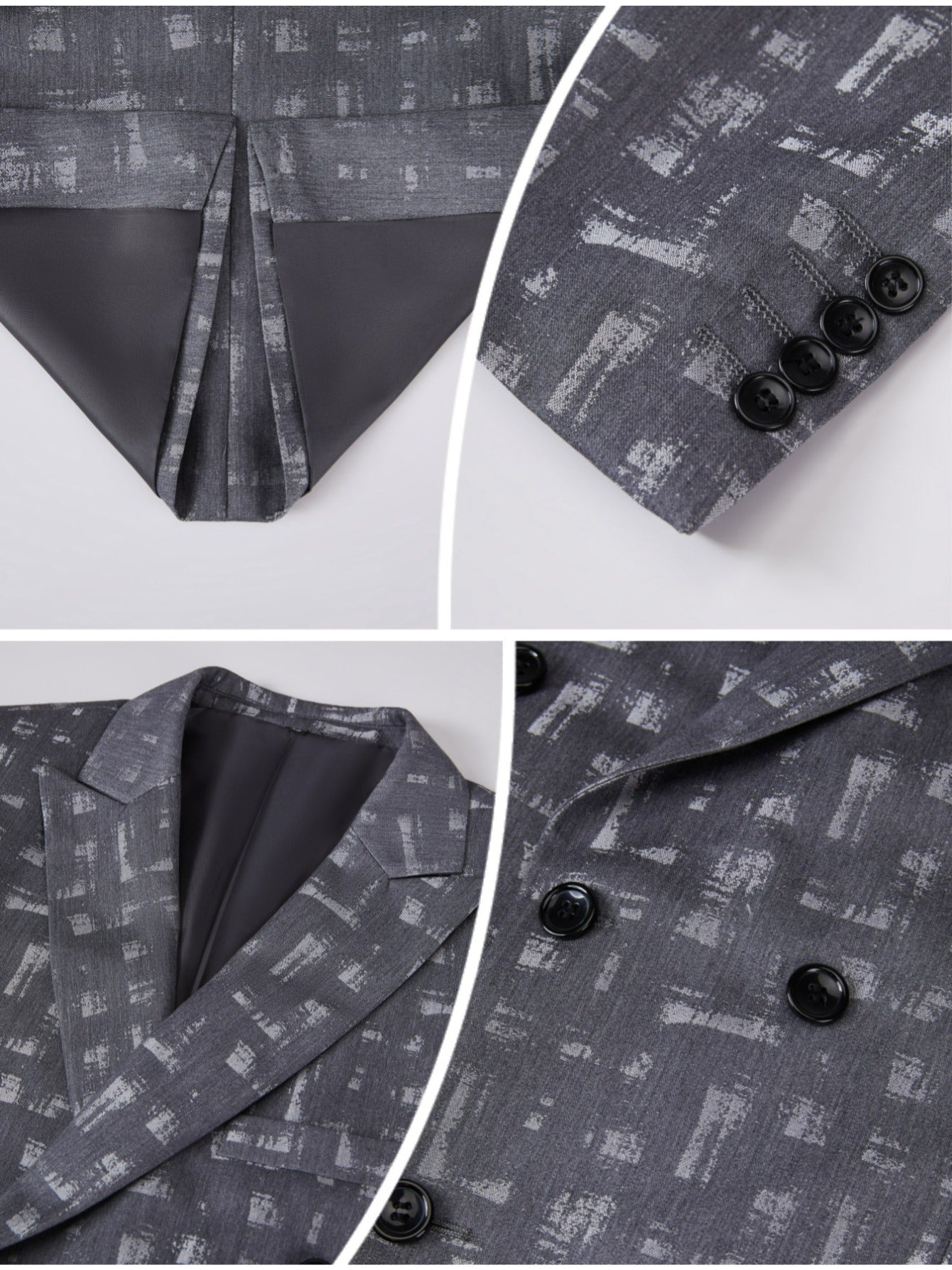 Men's slim fit double-breasted suit with peak lapel, SHOWLU FASHION STORE, featuring a tailored two-piece set in dark fabric.