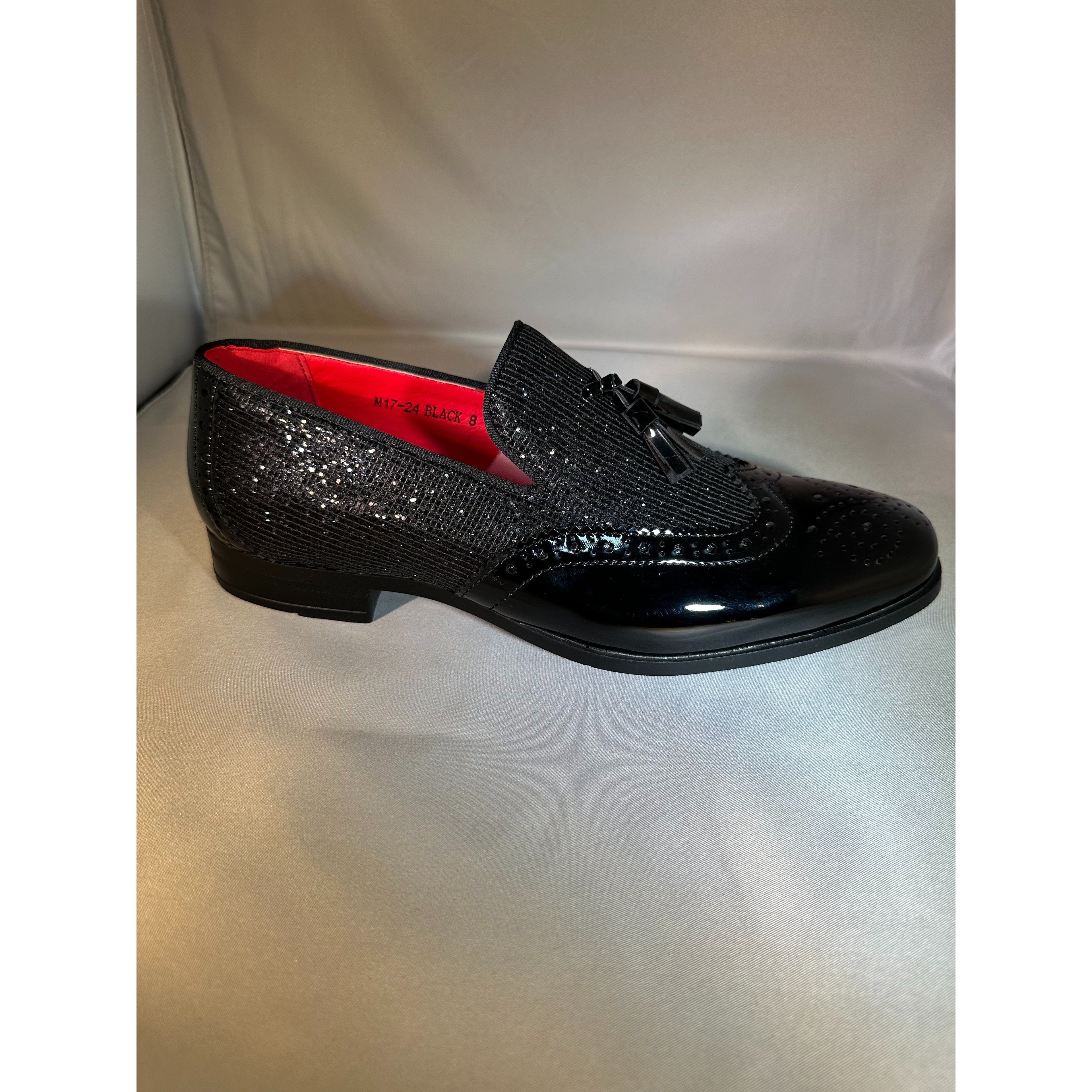 SHOWLU FASHION men's slip-on formal shoes in solid black PU leather, designed for business and formal occasions.