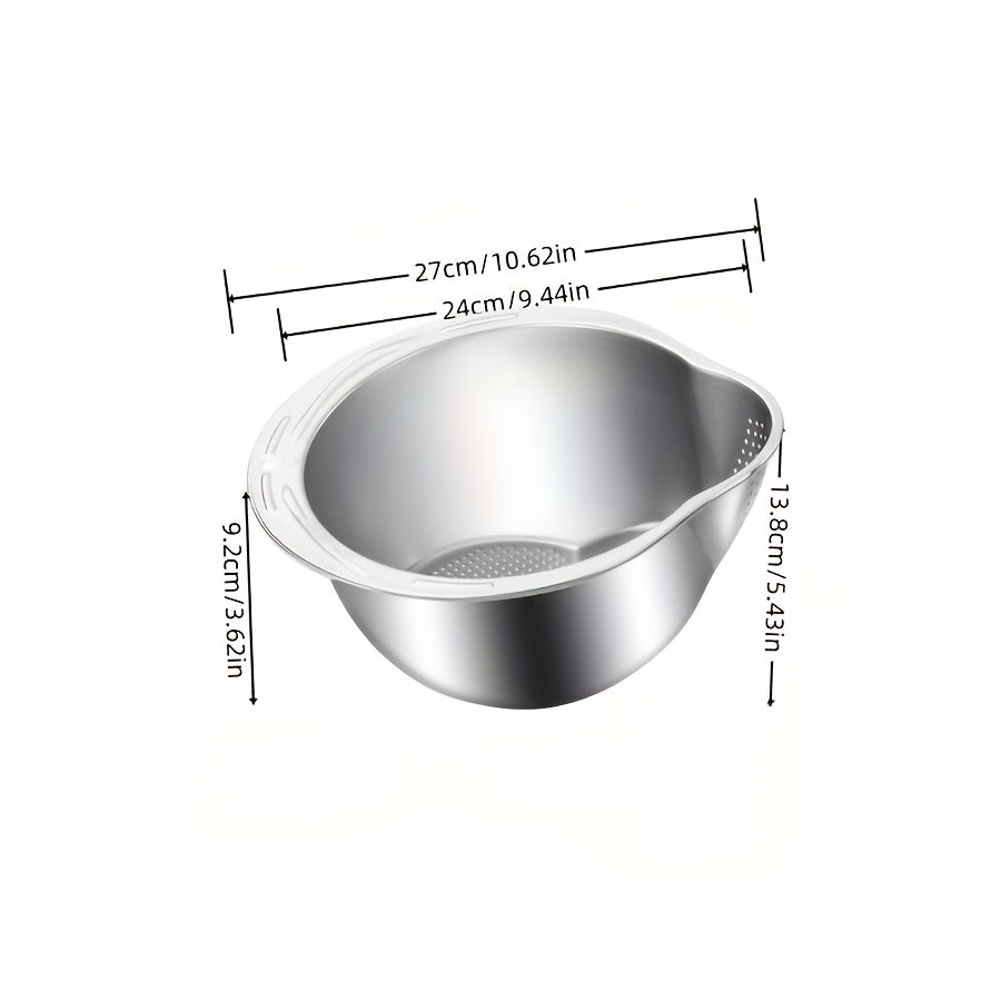 SHOWLU FASHION stainless steel kitchen colander with handles, multi-purpose drain basket for rinsing fruits, vegetables, and pasta.