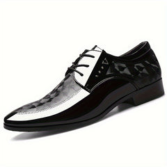 [Classic British Oxfords] Classic British Style Men's Oxfords - Solid Color Low Top Lace-Up with Pointed Toe, Faux Upper & Inner, Rubber Sole for Daily Wear, Wedding, Spring Season, Daily Wear Shoes