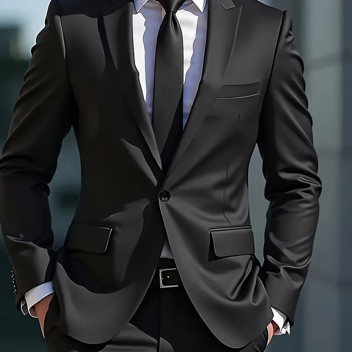 Men'S Solid Color Two-Piece Suit, Regular Fit Pants, Suitable for Business and Wedding Parties Elegant Classic Style