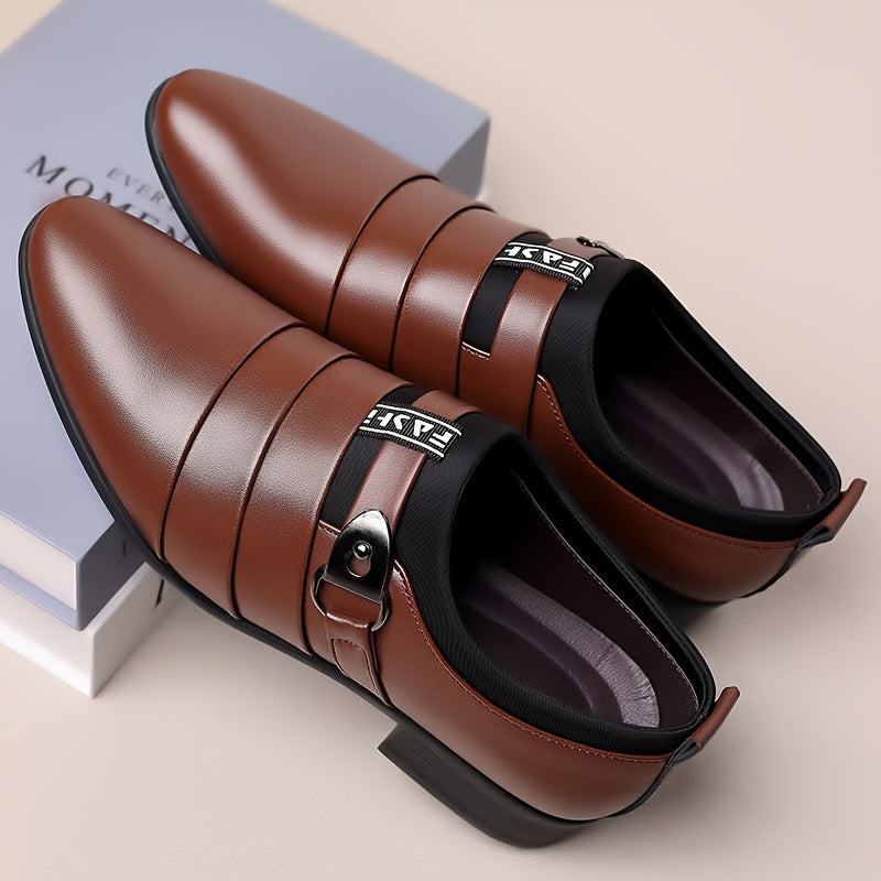SHOWLU men's business formal shoes with pointed toe, solid PU leather, stylish and polished for professional attire.