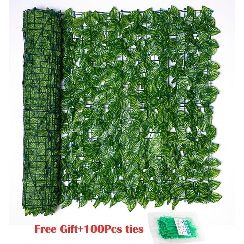 Showlu artificial leaf privacy fence roll, UV protected garden screen, 5x13m faux greenery wall panel for garden privacy.