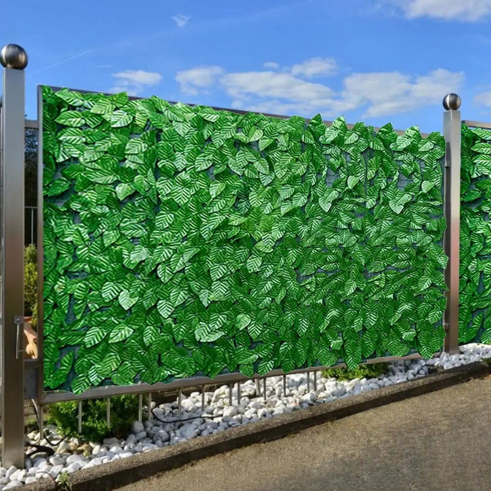 Showlu artificial leaf privacy fence roll, UV protected garden screen with faux greenery, 5x13m for outdoor privacy and decor.