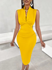 Dresses for Women Women'S Fashionable And Elegant Temperament Versatile Solid Color Sleeveless V-Neck Women'S Dress Women Plus Size