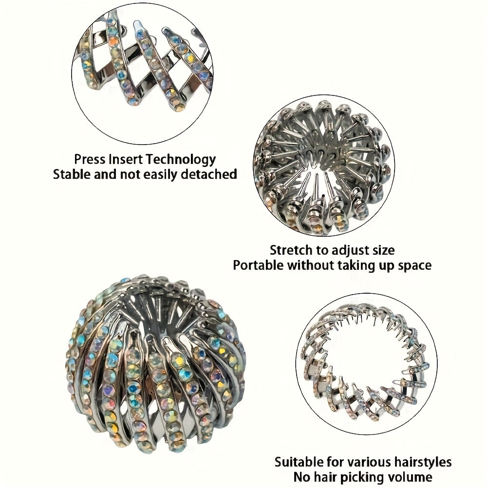 Cubidupi Bird Nest Magic Hair Clip by SHOWLU FASHION STORE with rhinestones, designed as a stylish ponytail holder with intricate bird nest detail.