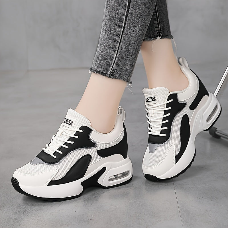 SHOWLU Women's Geometric Mesh Low-Top Sneakers with breathable PU sole, stylish and comfortable casual shoes.
