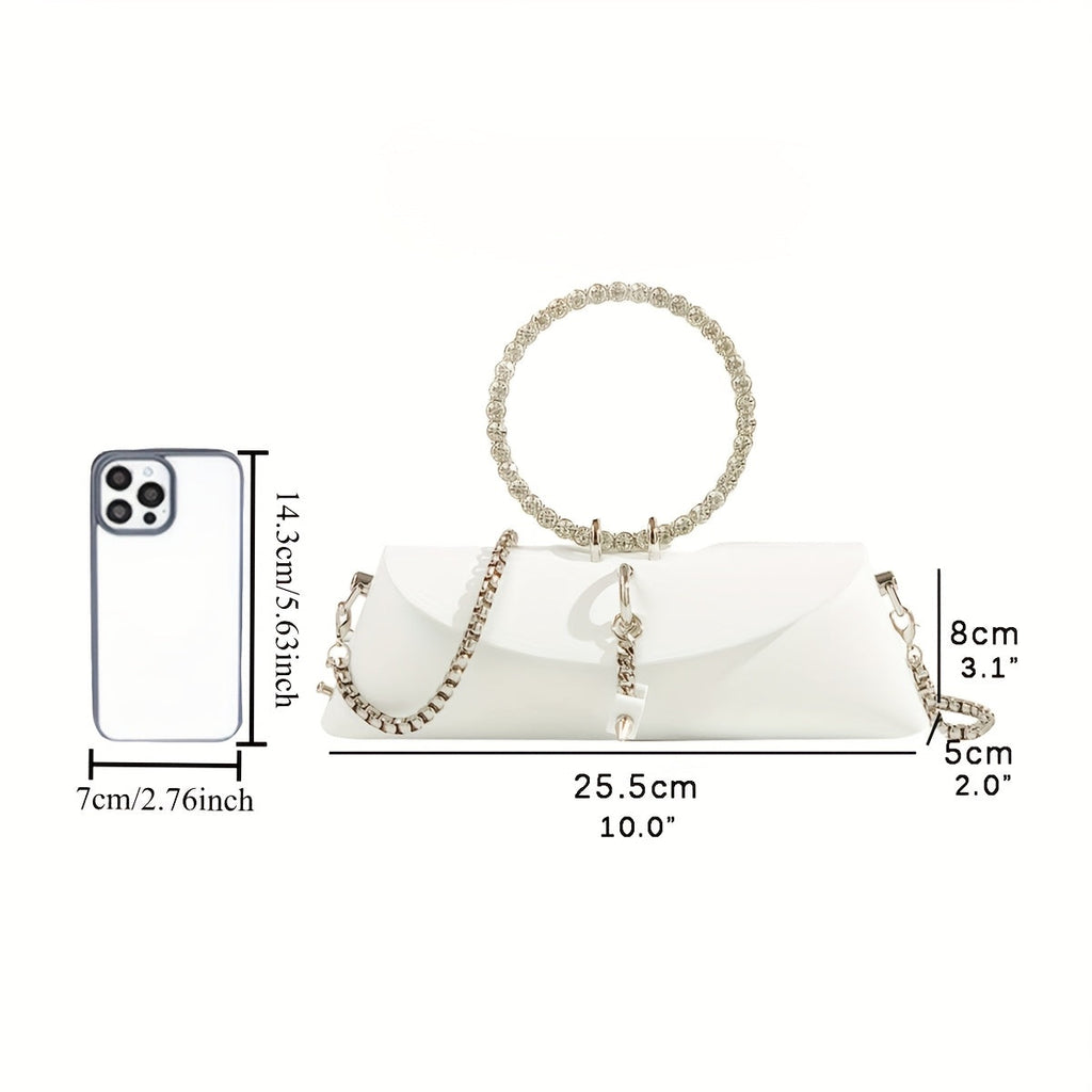 SHOWLU FASHION JIOMAY rhinestone clutch bag with faux leather, chain strap, evening purse for formal events, stylish and elegant.