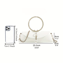 JIOMAY Luxury Designer Clutch Bag for Women 2023 - Rhinestone-Embellished Synthetic Leather Handbag with Detachable Chain Strap & Magnetic Closure, Retro Evening Purse for Weddings Parties (White/Dark Green/Black), Designer H