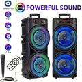 SHOWLU 6000W dual 8.5-inch wireless speaker with heavy bass, TWS party system, showing the speaker with controls and LED lights.
