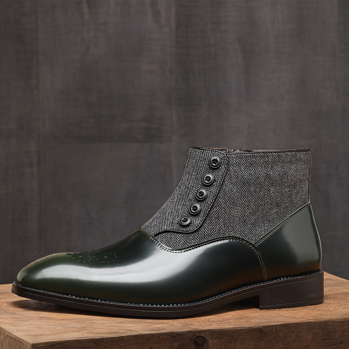 SHOWLU Men's retro British business boots with pointed toe and zipper, stylish leather footwear for formal or casual wear