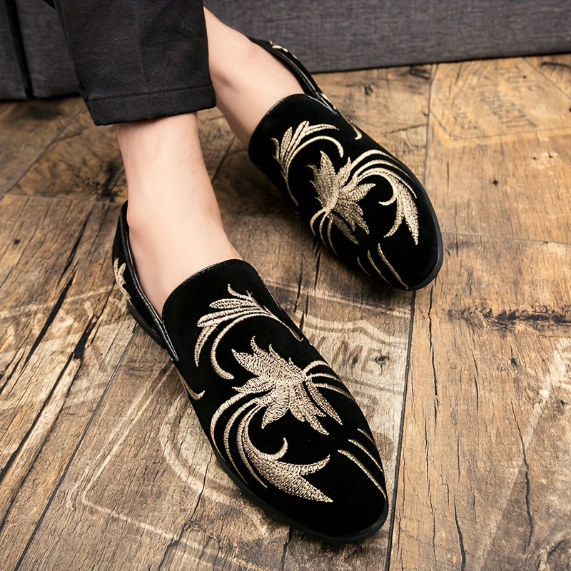 SHOWLU men's pointed toe slip-on business casual shoes made of microfiber leather, stylish and comfortable for office wear.
