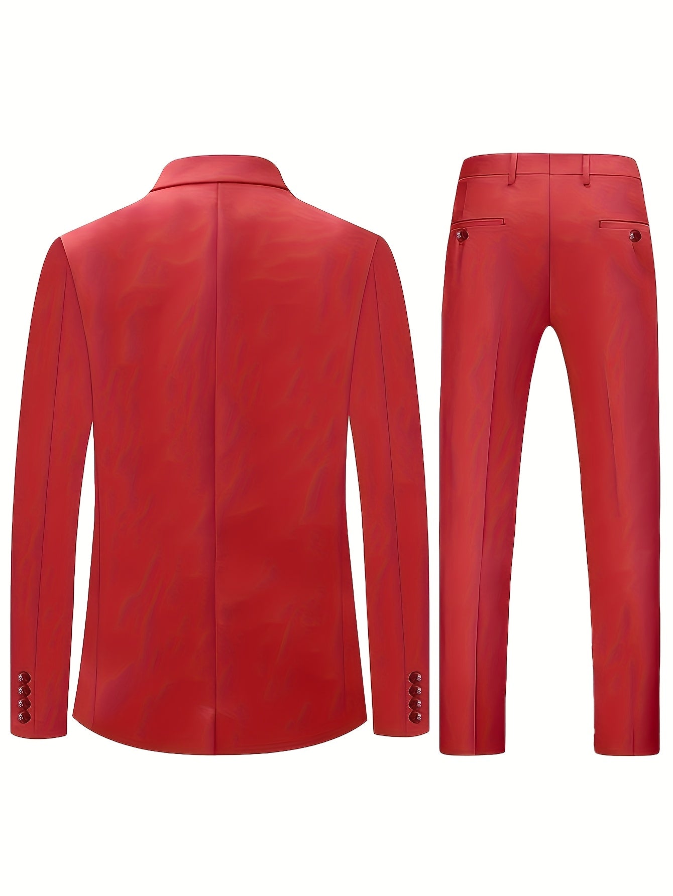 SHOWLU Men's double-breasted slim fit suit, formal 2-piece set, featuring tailored jacket and matching trousers for elegant style.