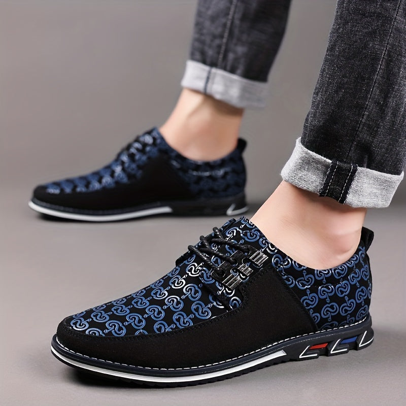 SHOWLU Men's lace-up dress shoes with round toe, non-slip sole, casual style, made for comfort and style.