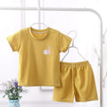 Toddler Babzapleume ice silk sleepwear set with top and pants, breathable summer cotton outfit for boys and girls aged 1-7.