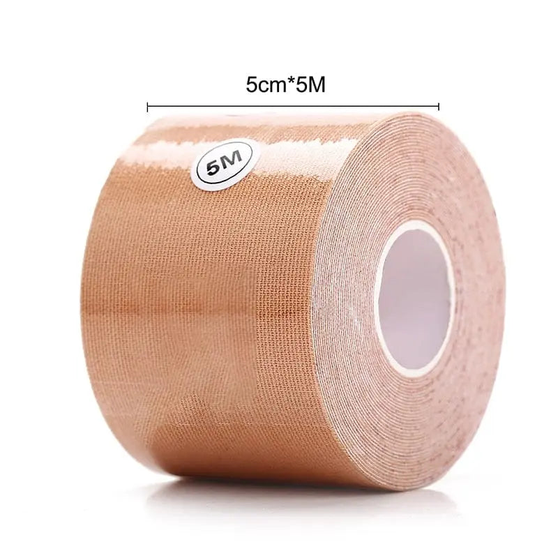 Anel Demosthene invisible breast lift tape roll, 5 meters, with adhesive push-up bra and nipple covers for seamless support and shaping.