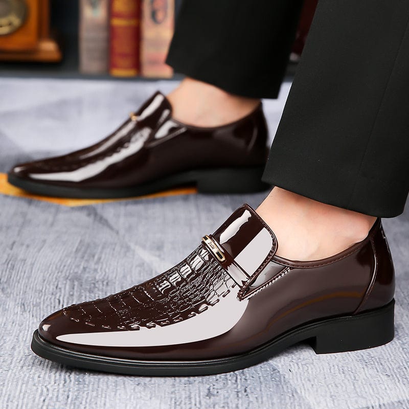 SHOWLU FASHION men's vintage loafers with pointed toes, faux leather upper, rubber sole, slip-on design, all-season casual shoes