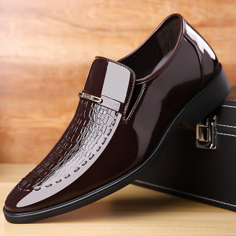 SHOWLU FASHION men's vintage loafers with faux leather upper, pointed toe, slip-on design, rubber sole, all-season casual shoes