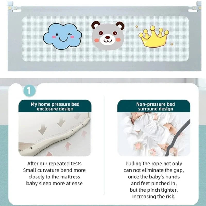 SHOWLU FASHION STORE IMBABY Baby Safety Bed Rail Guard, washable toddler bed fence barrier with soft padding for child protection.
