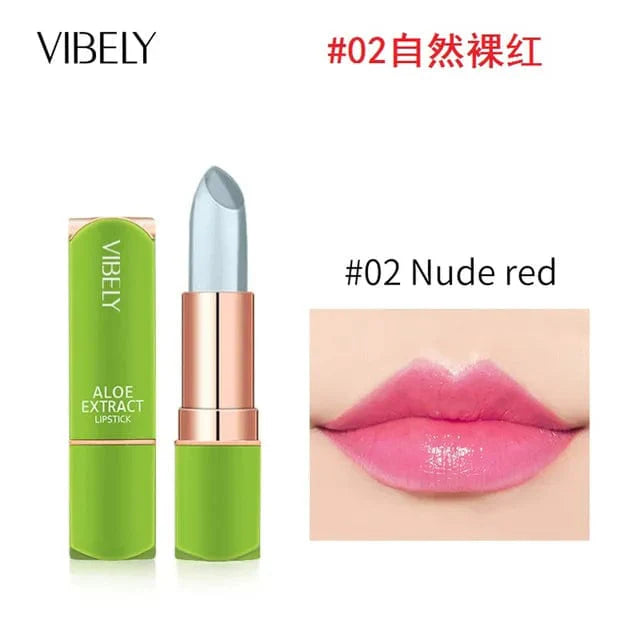 Showlu Aloe Vera Magic Lip Balm changing color, natural lipstick with moisturizing and nourishing ingredients for healthy lips.