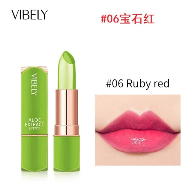 Showlu Aloe Vera Magic Lip Balm displaying a color-changing natural lipstick, moisturizing and safe for lips.