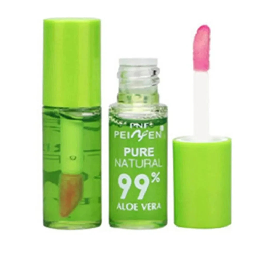 Showlu Aloe Vera Magic Lip Balm changing color, natural moisturizing lipstick with aloe vera, safe ingredients for soft, nourished lips.