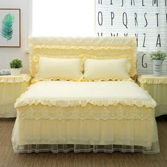 1 Piece Lace Bed Skirt +2pieces Pillowcases bedding set Princess Bedding Bedspreads sheet Bed For Girl bed Cover King/Queen size - SHOWLU FASHION STORE