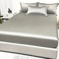 Showlu Fashion satin fitted sheet in solid ice silk color, modern bedding for a stylish bedroom decor.