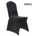 Black and white stretch spandex wedding chair covers from SHOWLU FASHION STORE, universal fit for banquet and event chairs.
