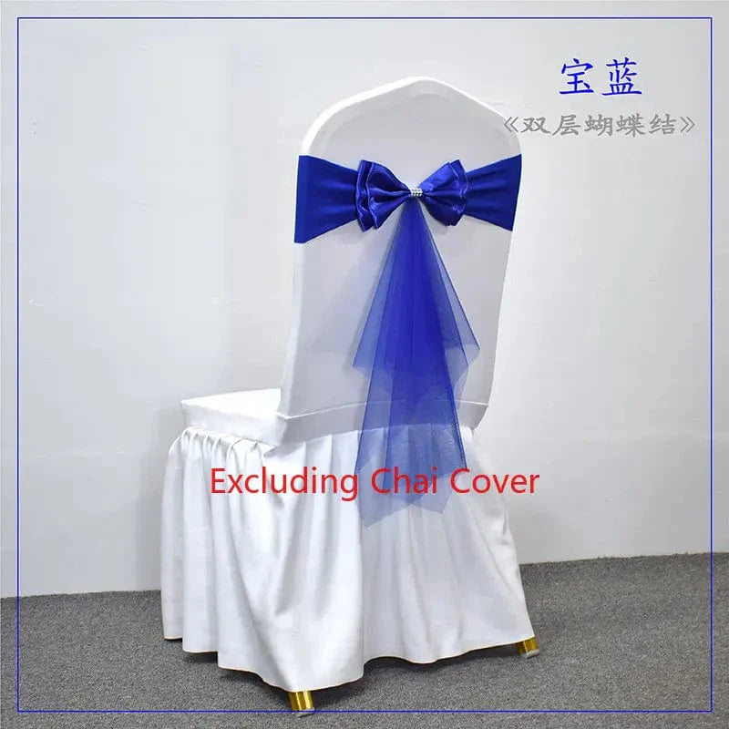 Set of Showlu Spandex Chair Sashes with gauze fabric, stretch lycra bows for wedding and event decoration, available in multiple pieces