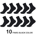 Set of 10 black men's bamboo fiber dress socks by Anel Demosthene, casual and business wear, plus size 42-45, autumn style.