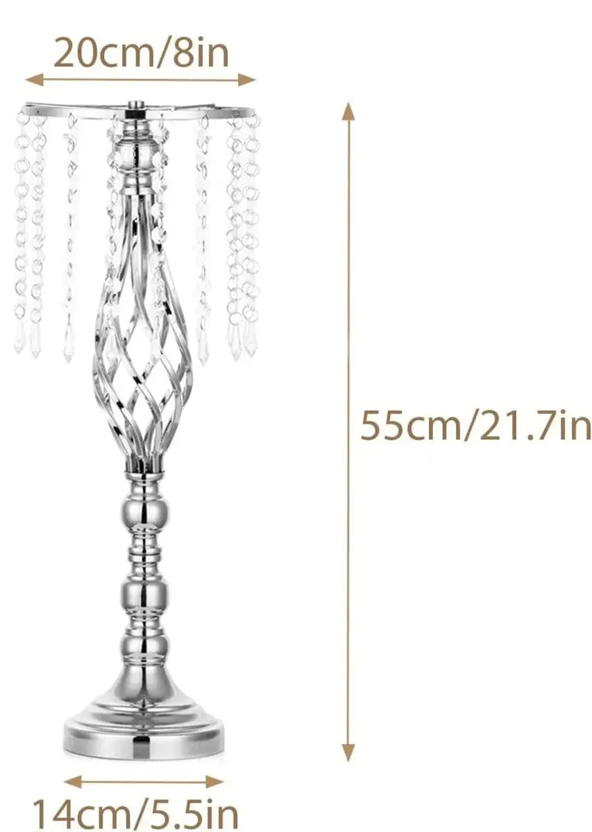 Set of 10 gold metal flower vases with chandelier crystals for wedding centerpieces and table decor by Showlu Fashion Store.