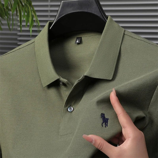 100% cotton high - end short sleeve POLO shirt men's summer fashion designer horse logo brand embroidered Luxury casual T-shirt - SHOWLU FASHION STORE