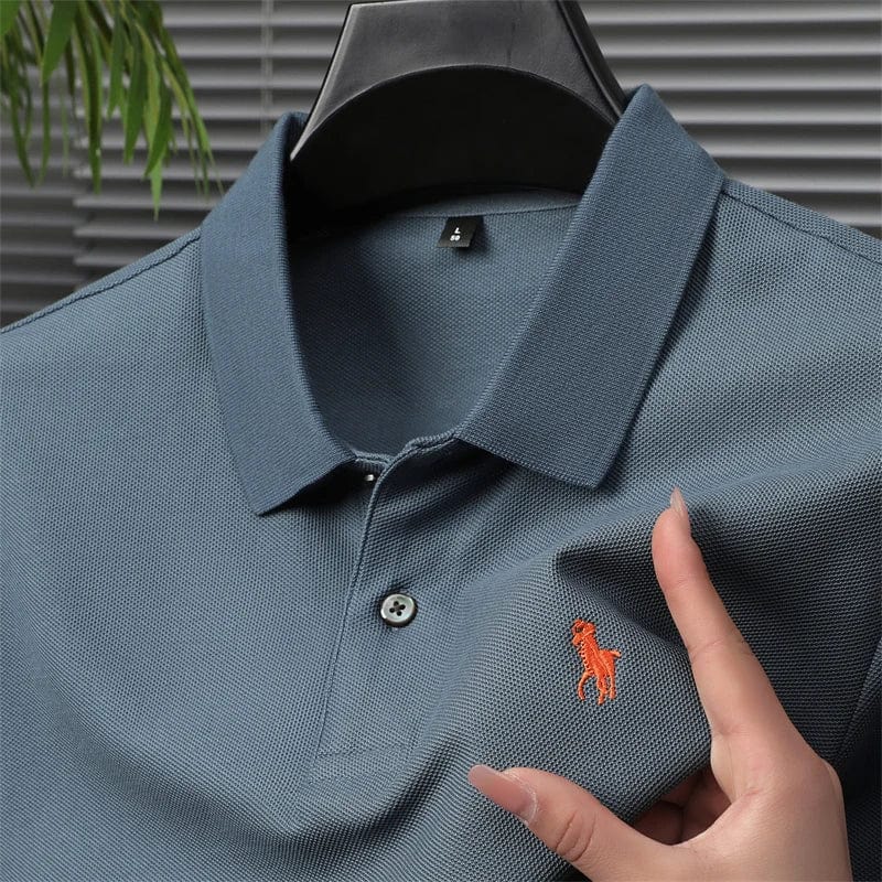 Men's SHOWLU cotton short sleeve polo shirt with embroidered horse logo, casual summer fashion, high-end designer style