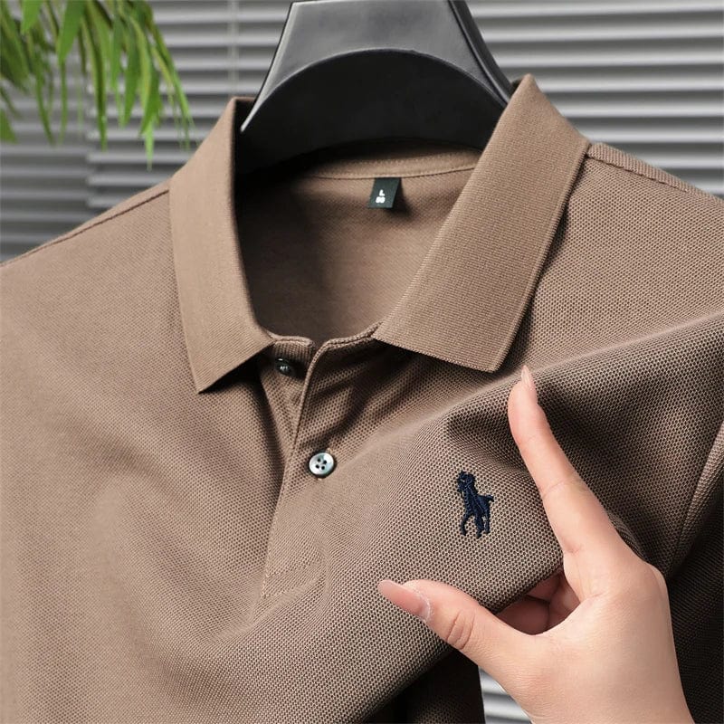 Men's SHOWLU cotton short sleeve polo shirt with embroidered horse logo, stylish summer casual fashion for men.
