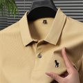 Men's SHOWLU cotton short sleeve polo shirt with embroidered horse logo, stylish summer casual fashion, high-quality designer look