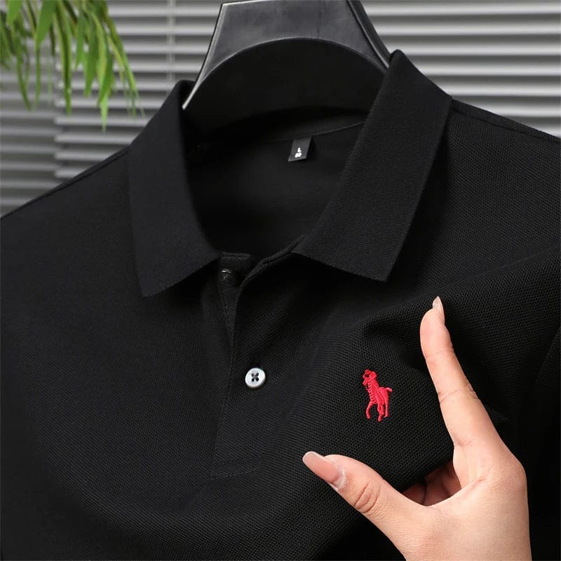 Men's SHOWLU cotton short sleeve polo shirt with embroidered horse logo, stylish summer casual fashion for men.