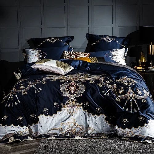 IvaRose luxury Egyptian cotton duvet cover set with intricate embroidery, queen and king size bedding from SHOWLU FASHION STORE