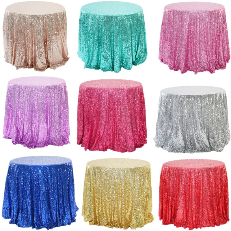 100/120/180cm Round Sequins Tablecloth Shiny Glitter Table Cloth Wedding Housewarming Banquet Birthday Baby Shower Party Home - SHOWLU FASHION STORE