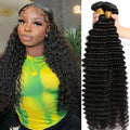 Showlu Store Nation deep wave human hair bundles, 100% raw virgin human hair extensions for black women, 10 to 30 inches.