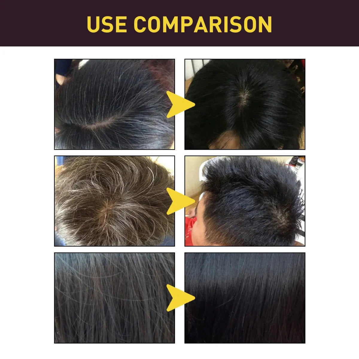 Eelhoe 3-in-1 herbal hair dye shampoo by Showlu Fashion Store, natural grey coverage for dark brown and black hair, 100ml bottle