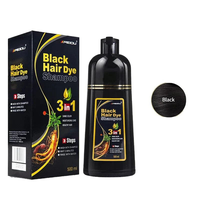 Efero 3-in-1 Hair Dye Shampoo by Showlu Fashion Store with Polygonum for instant gray to black hair coverage, natural coloring.