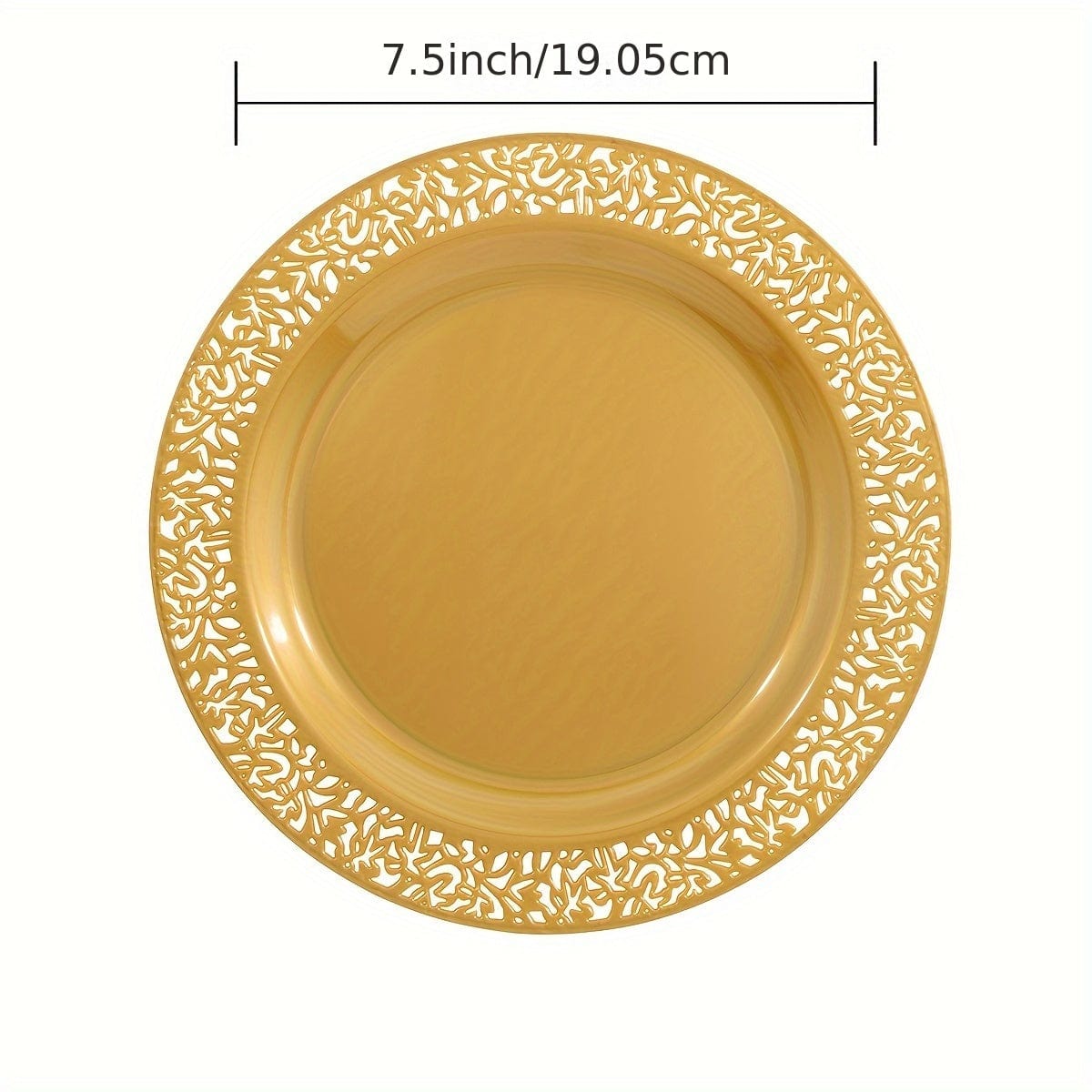 Set of 102 brown and gold plastic dessert plates with lace design from Showlu, ideal for weddings and special occasions