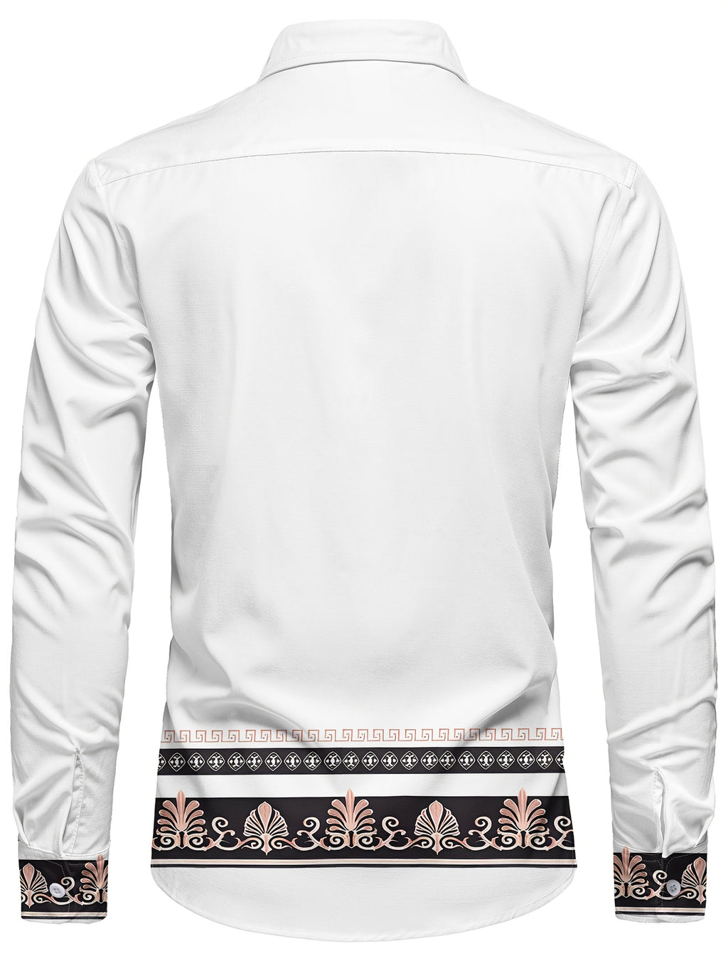 Men's long sleeve ethnic floral shirt in turquoise and gold by SHOWLU FASHION STORE, featuring intricate floral patterns and traditional design.