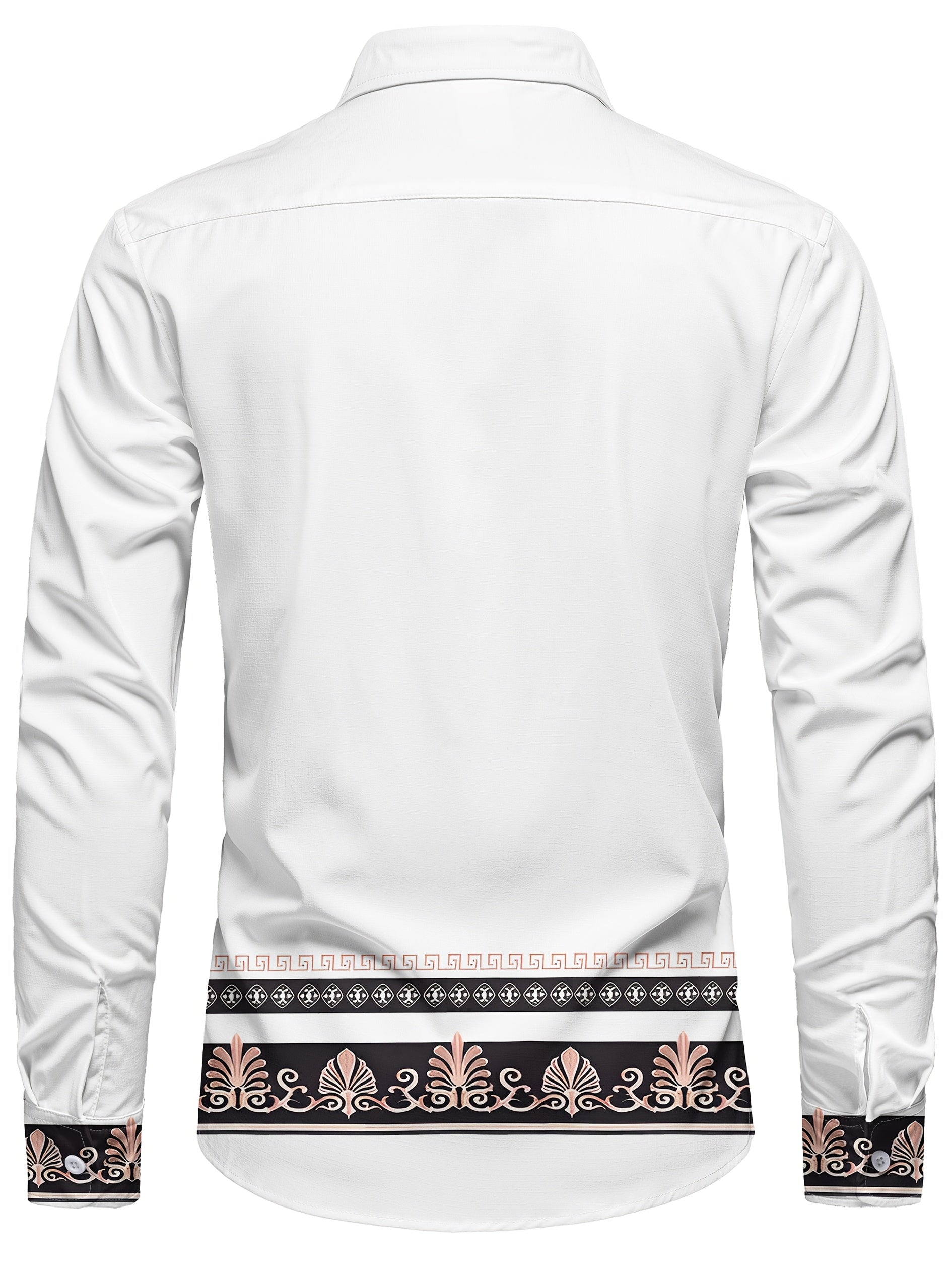Men's long sleeve ethnic floral shirt in turquoise and gold by SHOWLU FASHION STORE, featuring intricate floral patterns and traditional design.