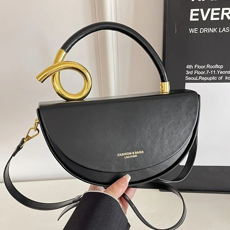 SHOWLU FASHION women's large capacity crossbody bag in elegant PU saddlebag style with adjustable strap and multiple compartments.